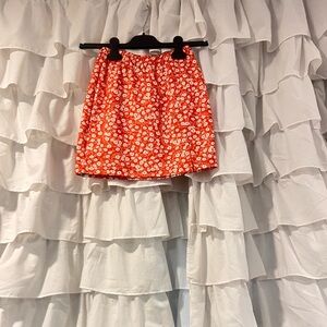 Size 2/XS Orange floral mini skirt